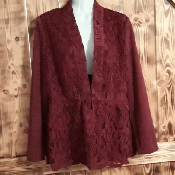 Chico's Burgundy Blazer Size 0 - Picture 1 of 5